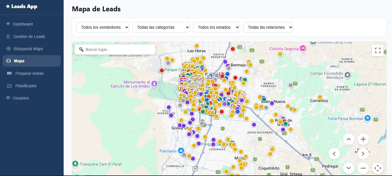 Mapa con todos los leads por estado